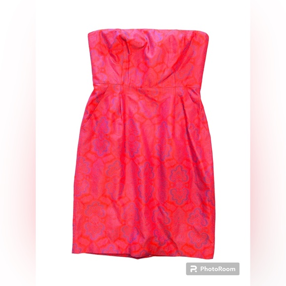 J. Crew Pink Ella Medallion Paisley Strapless dress - Picture 4 of 10